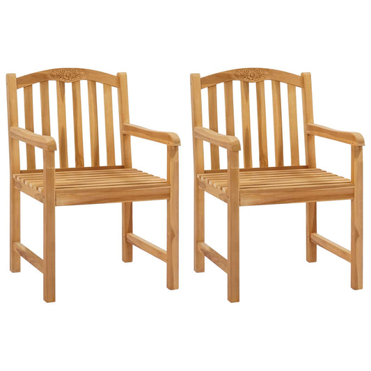 vidaXL Handcarved Rose Chair 2 pcs Natural Solid Teak Wood