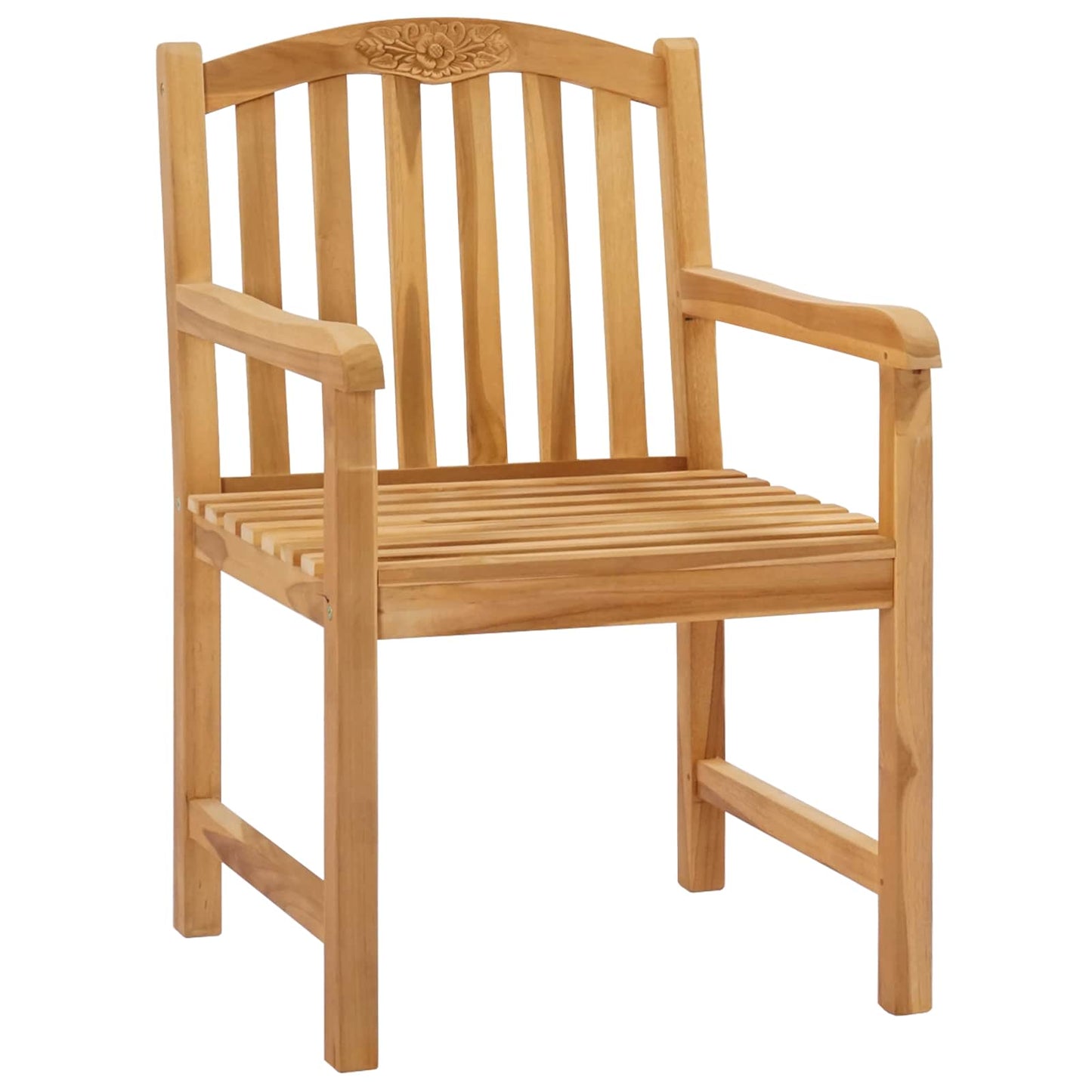 vidaXL Handcarved Rose Chair 2 pcs Natural Solid Teak Wood
