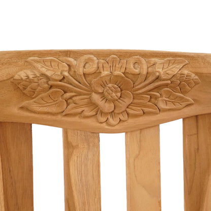 vidaXL Handcarved Rose Bench 114 x 60.5 x 95 cm Solid Teak Wood