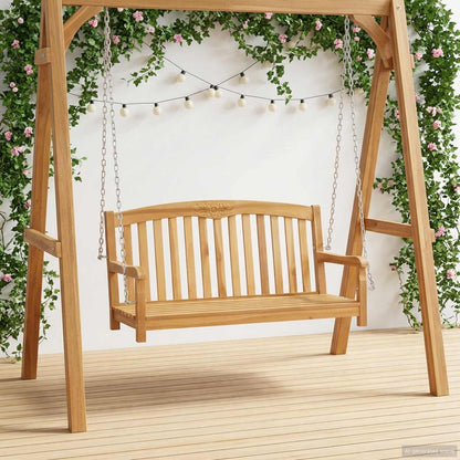 vidaXL Swing Bench 114 x 61 x 61.5 cm Solid Teak Wood Natural