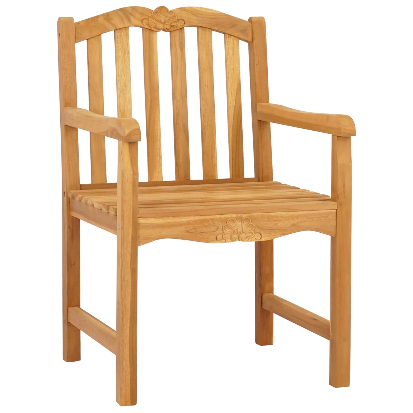 vidaXL Handcarved Rose Chair 2 pcs Natural Solid Teak Wood