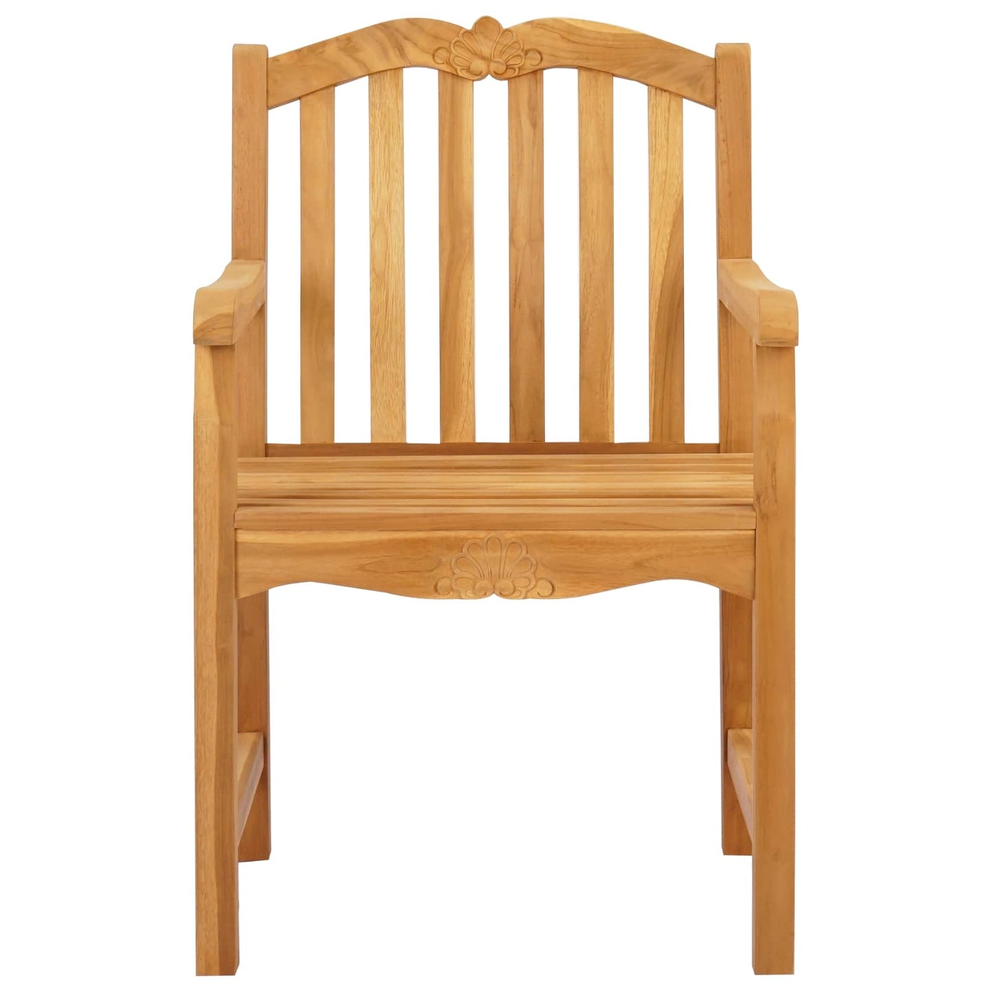 vidaXL Handcarved Rose Chair 2 pcs Natural Solid Teak Wood