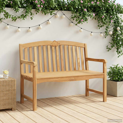 vidaXL Handcarved Rose Bench 114 x 60 x 95 cm Solid Teak Wood Natural