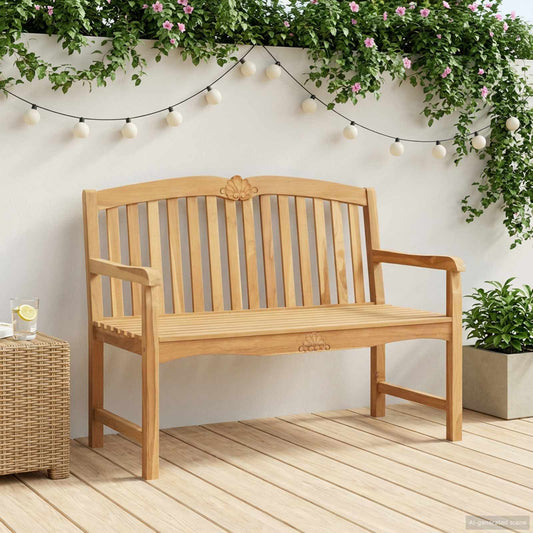 vidaXL Handcarved Rose Bench Natural 114 x 60 x 95 cm Solid Teak Wood
