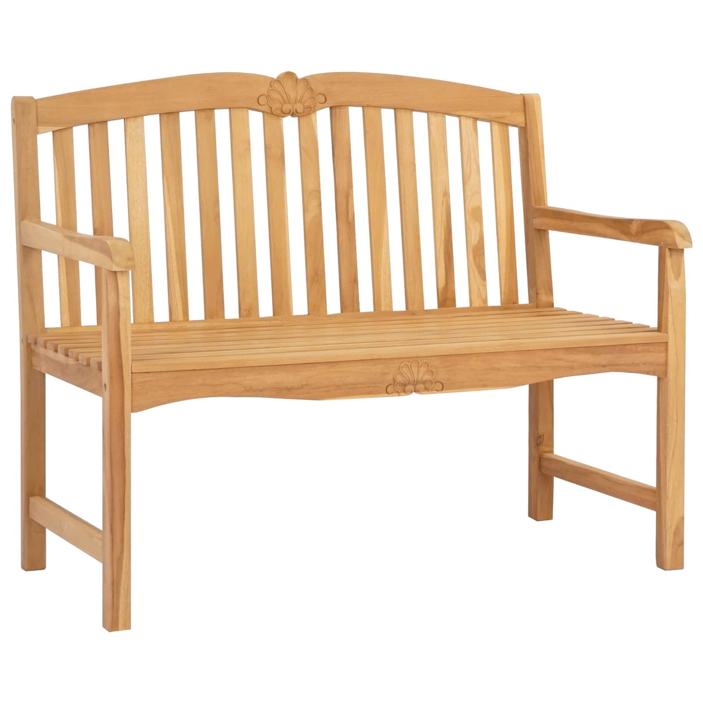 vidaXL Handcarved Rose Bench 114 x 60 x 95 cm Solid Teak Wood Natural