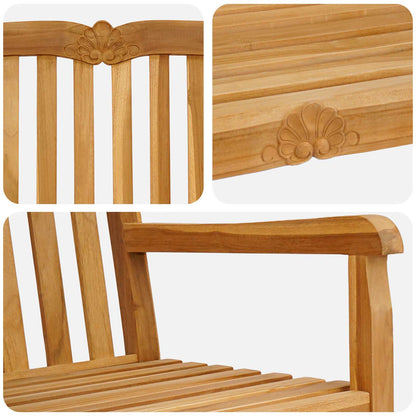 vidaXL Handcarved Rose Bench Natural 180.5 x 60 x 96 cm