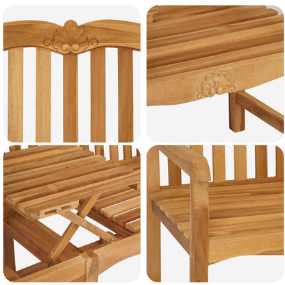 vidaXL Handcarved Rose Bench Natural 155 x 60 x 94 cm Solid Teak Wood
