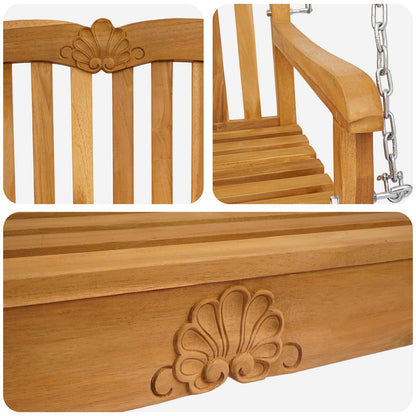vidaXL Swing Bench Natural 114 x 60 x 60.5 cm Solid Teak Wood