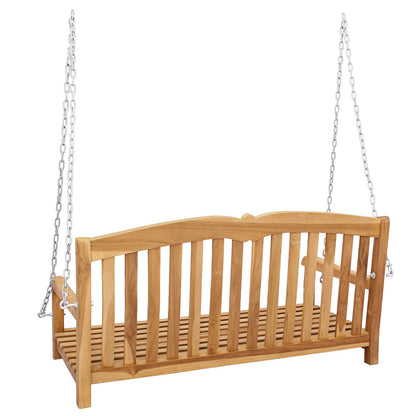 vidaXL Swing Bench Natural 114 x 60 x 60.5 cm Solid Teak Wood