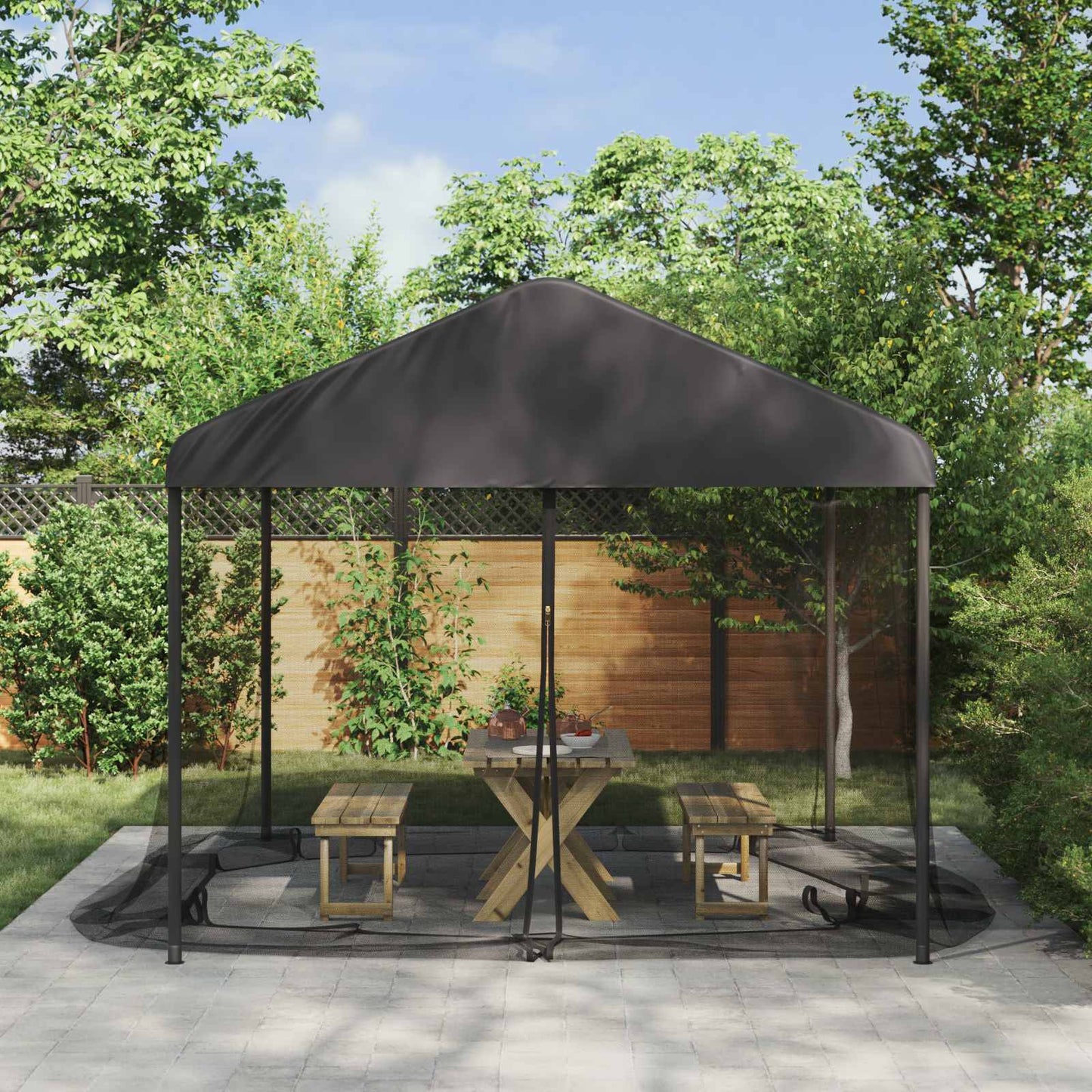 vidaXL Mosquito Net for Gazebo 220 mesh Black 4.5 x 3 x 2 m Polyester