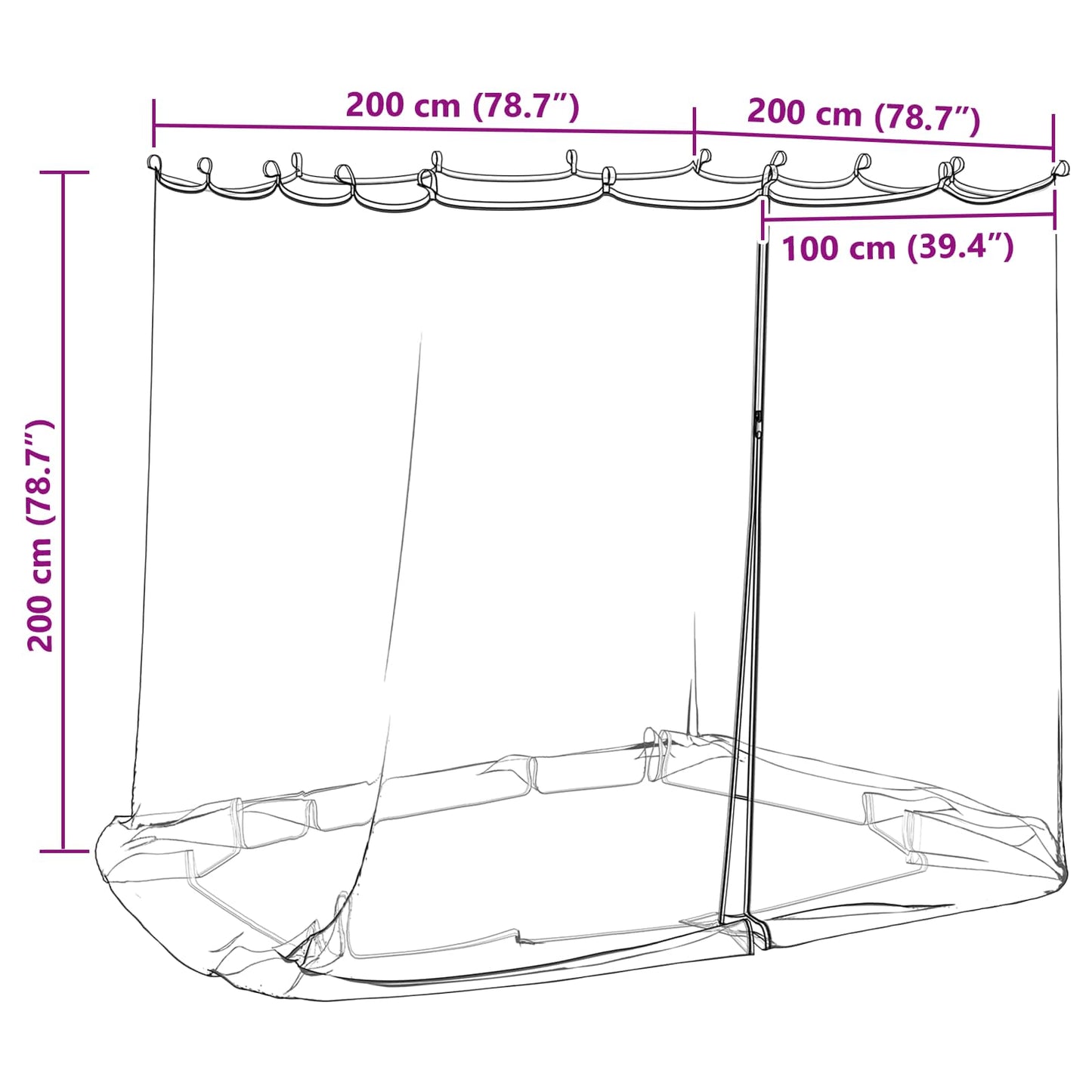 vidaXL Mosquito Net for Gazebo 220 mesh White 2 x 2 x 2 m Polyester