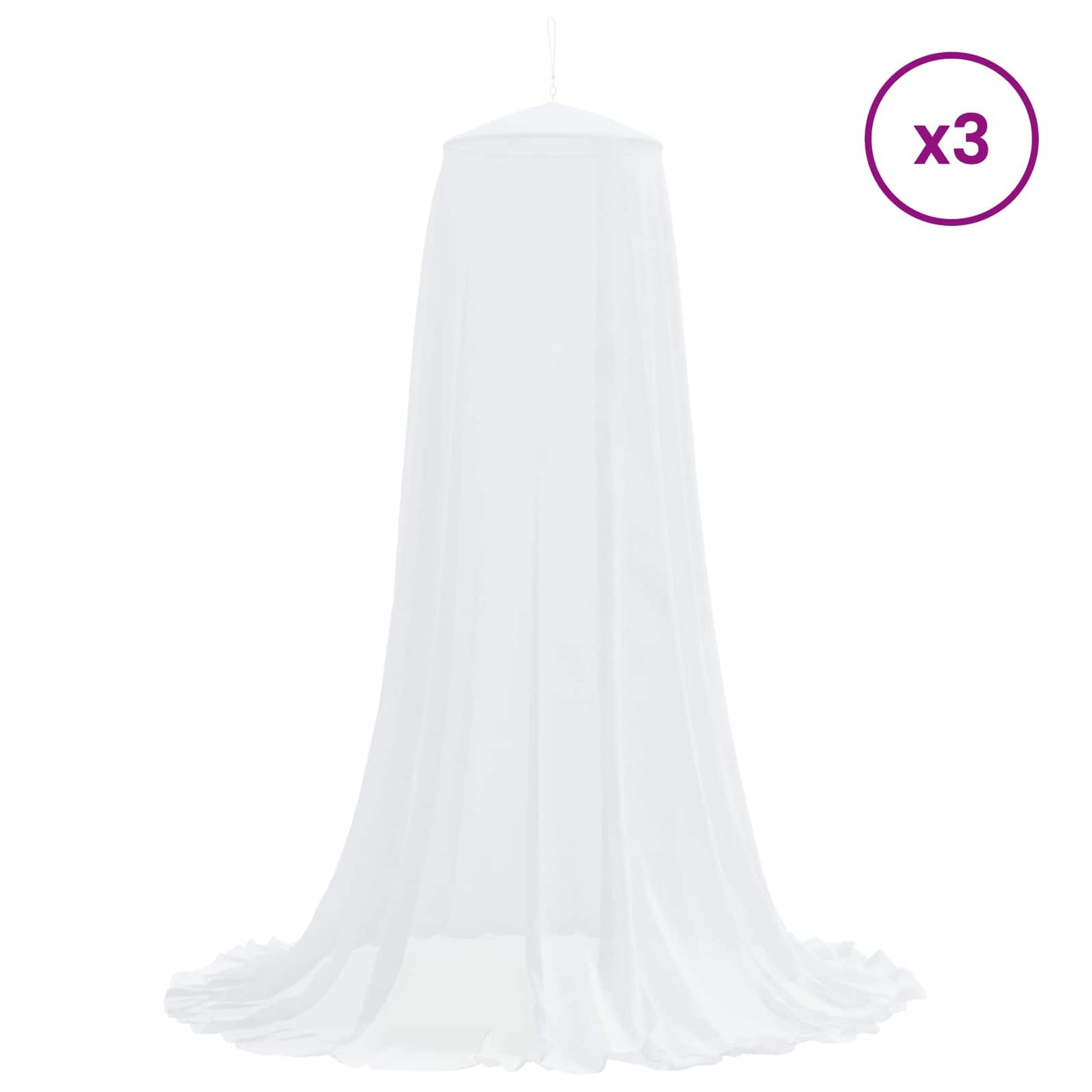 vidaXL Mosquito Net for Bed 3 pcs 156 mesh White ⌀56 x 220 cm