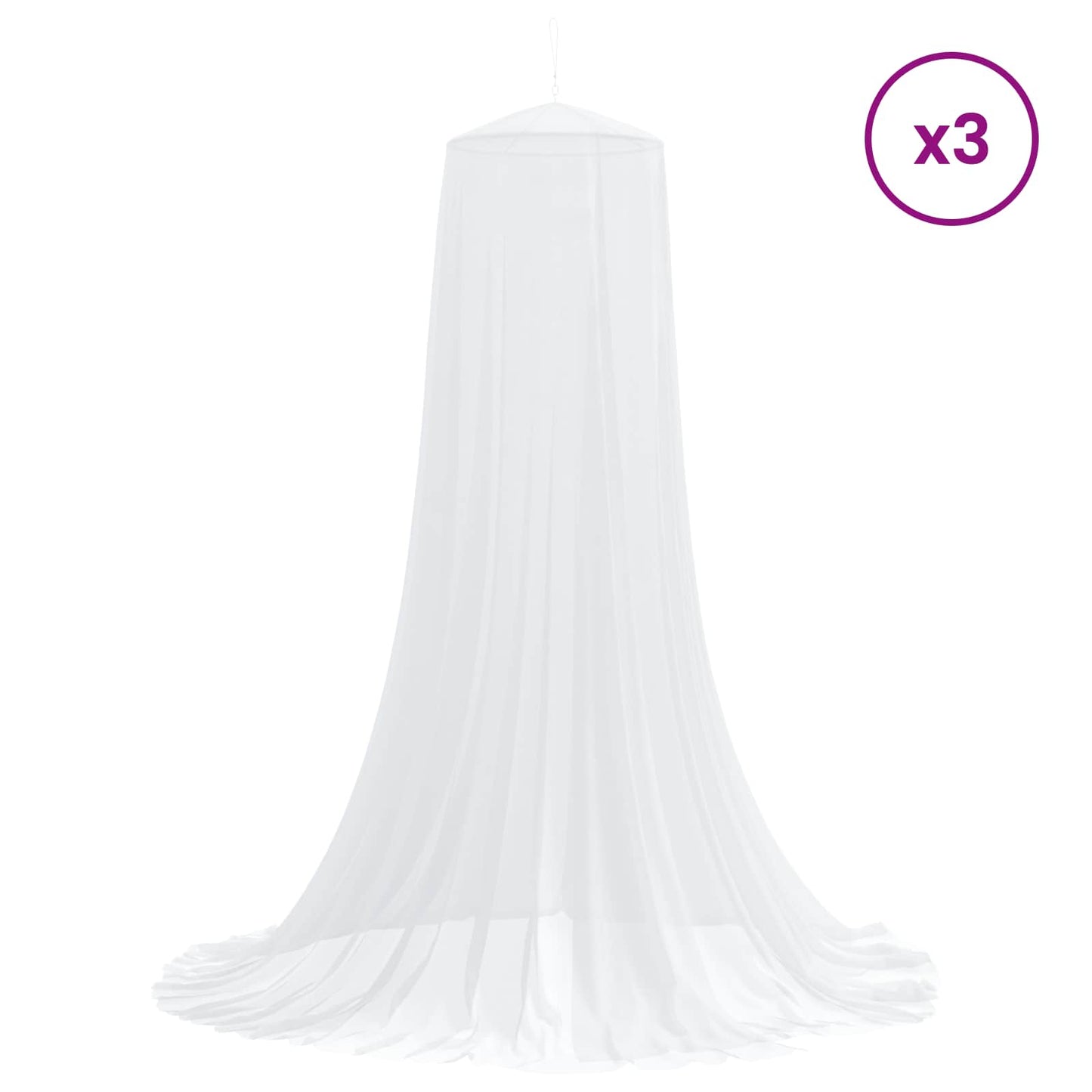 vidaXL Mosquito Net for Bed 3 pcs 156 mesh White Polyester