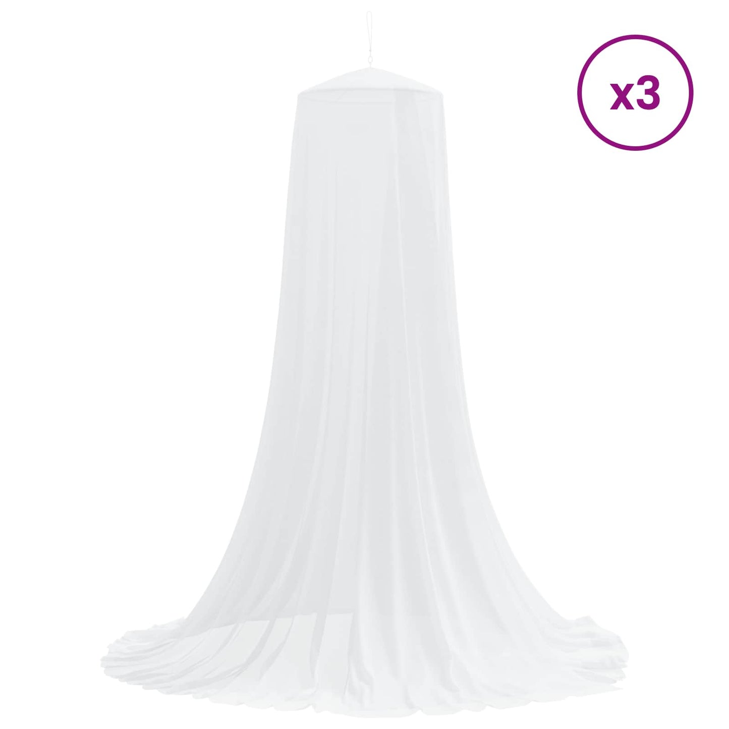 vidaXL Mosquito Net for Bed 3 pcs 156 mesh White Polyester