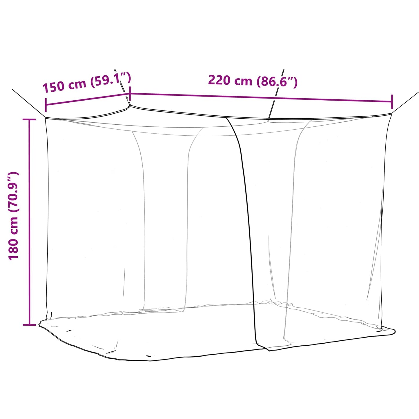 vidaXL Mosquito Net for Bed 156 Mesh 3 pcs White Polyester