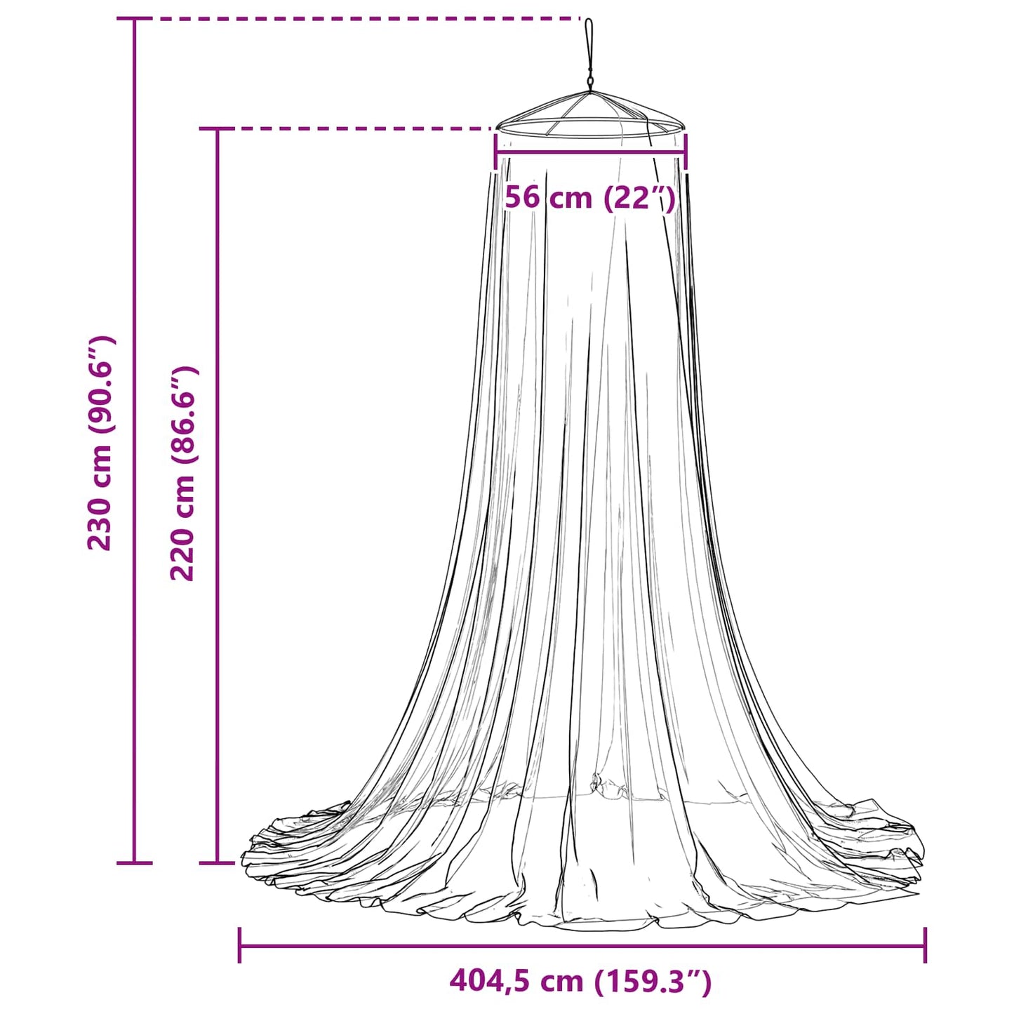 vidaXL Mosquito Net for Bed 156 mesh Black Polyester