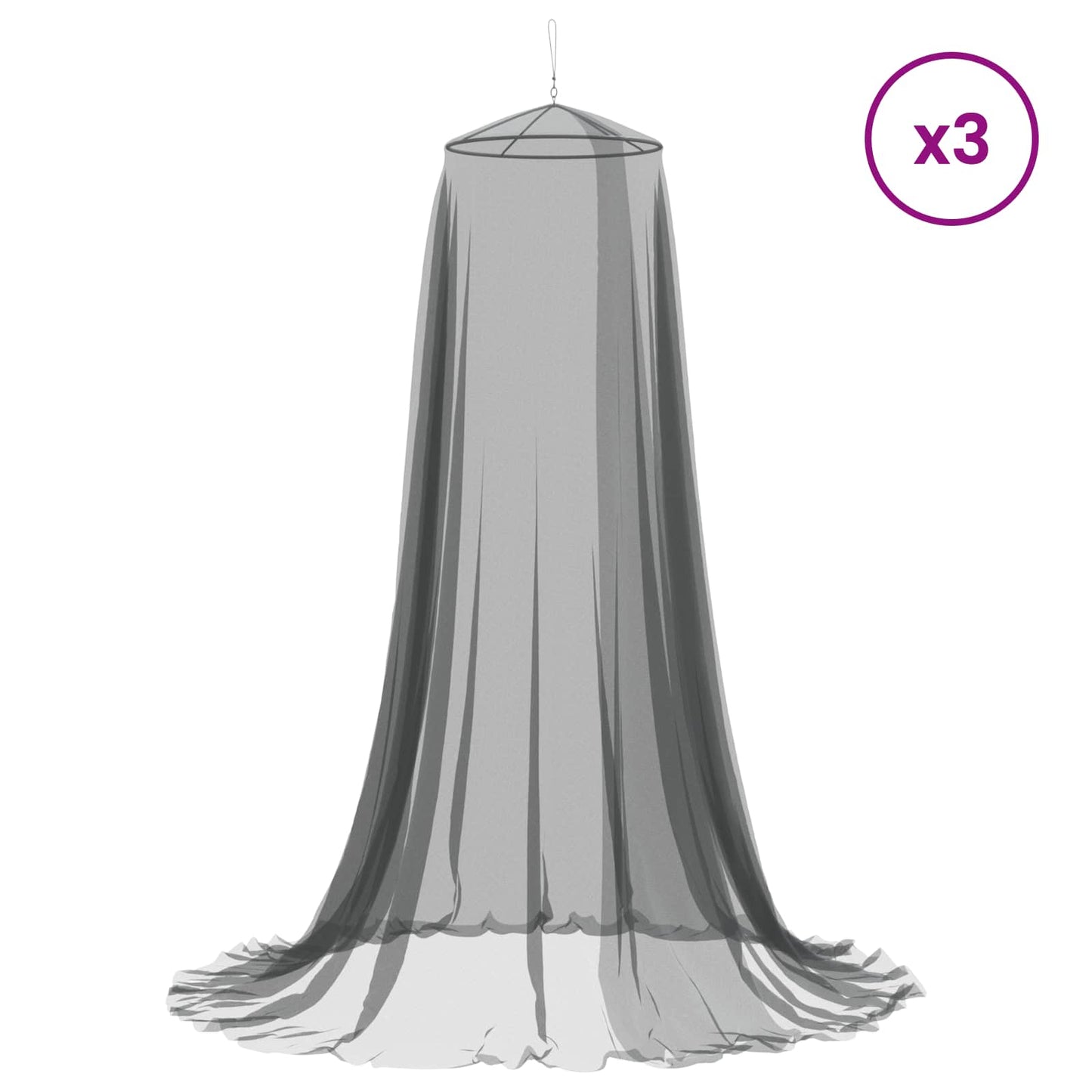 vidaXL Mosquito Net for Bed 3 pcs 156 mesh Black Ø 56 x 220 cm