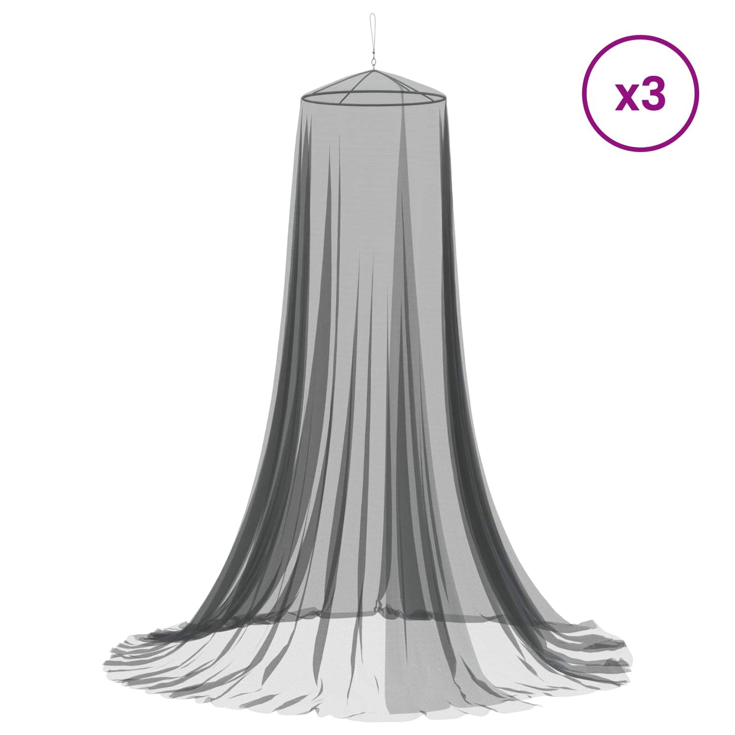 vidaXL Mosquito Net for Bed 3 pcs 156 mesh Black Polyester