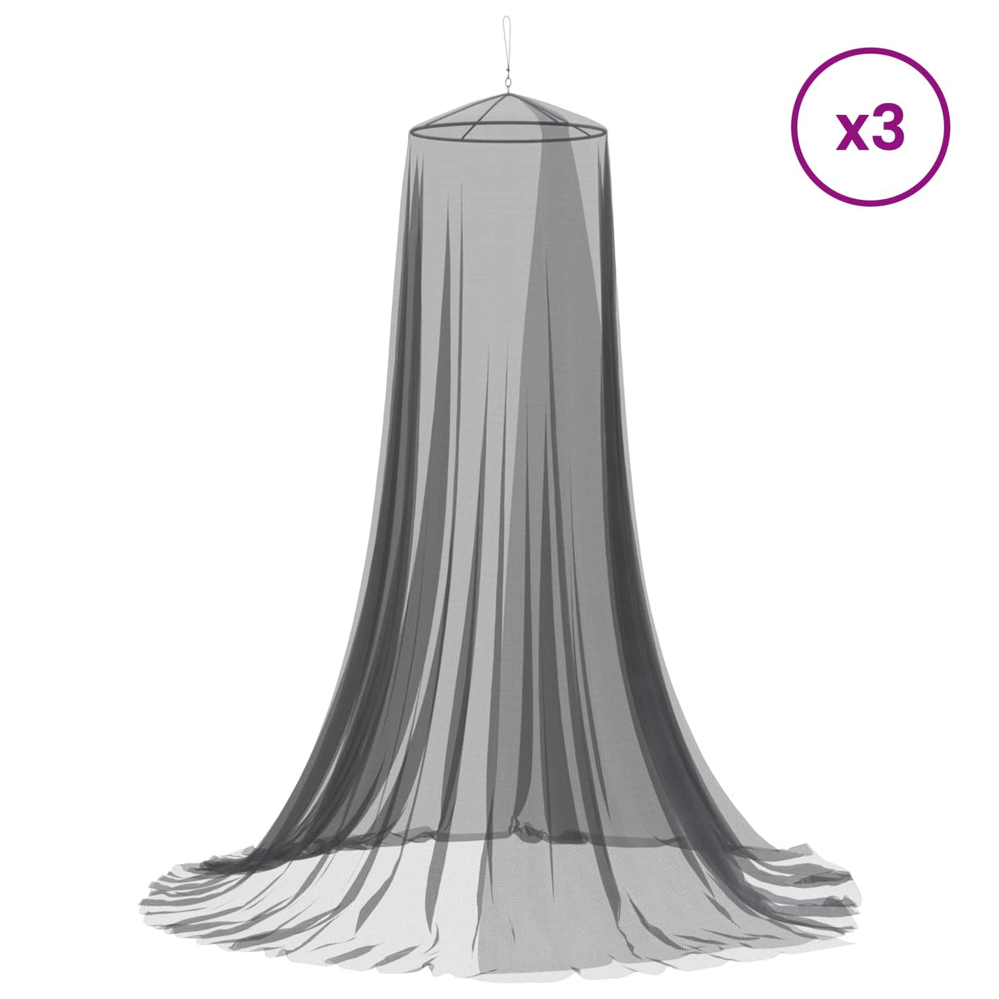 vidaXL Mosquito Net for Bed 3 pcs 156 mesh Black Polyester