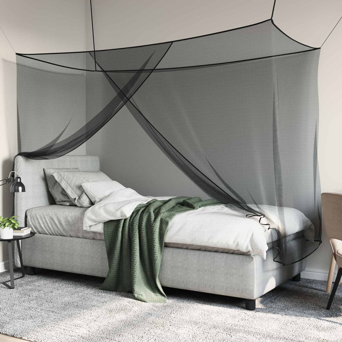 vidaXL Mosquito Net for Bed 156 Mesh 3 pcs Black Polyester