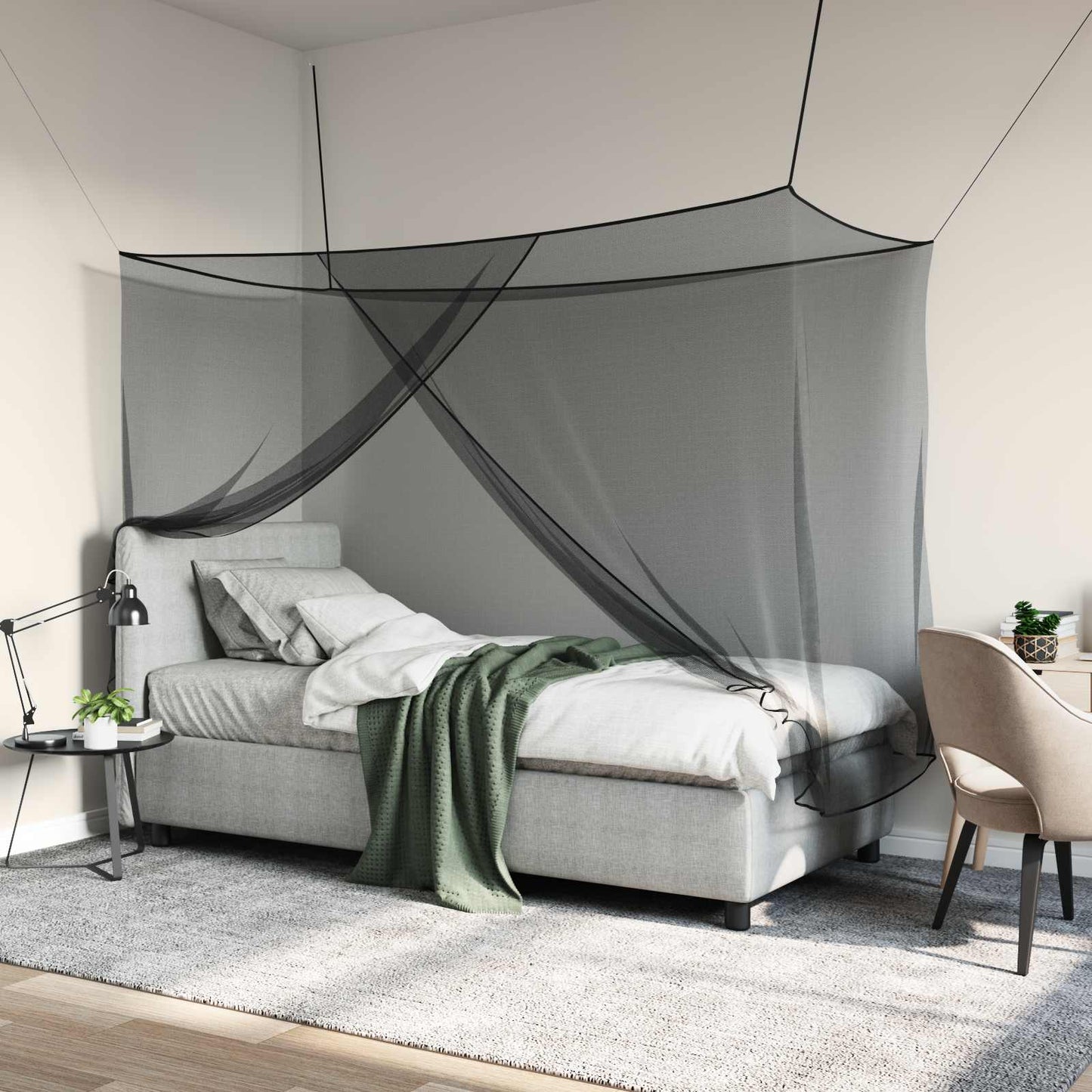vidaXL Mosquito Net for Bed 156 Mesh 3 pcs Black Polyester