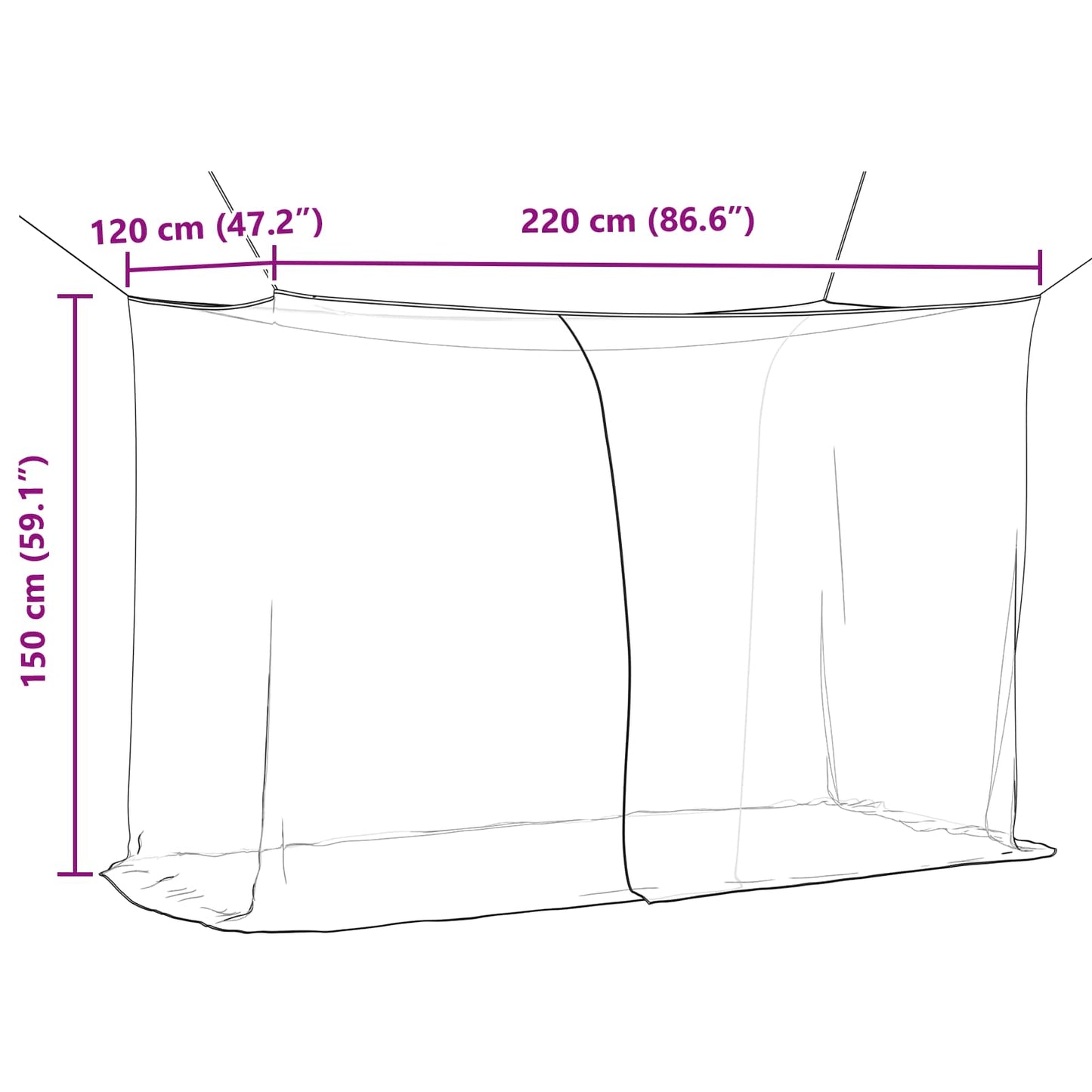 vidaXL Mosquito Net for Bed 156 Mesh 3 pcs Black Polyester