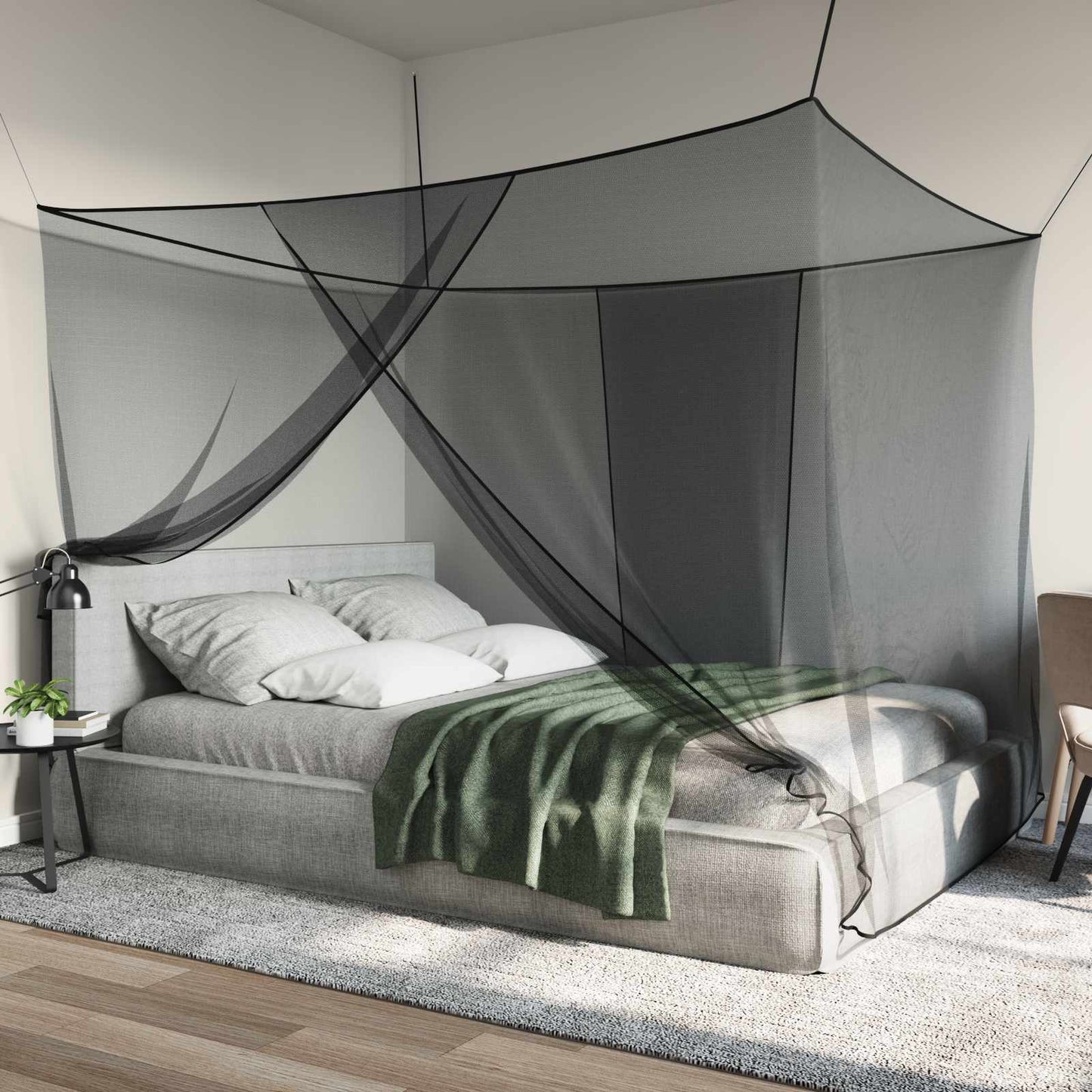 vidaXL Mosquito Net for Bed 156 Mesh 3 pcs Black Polyester