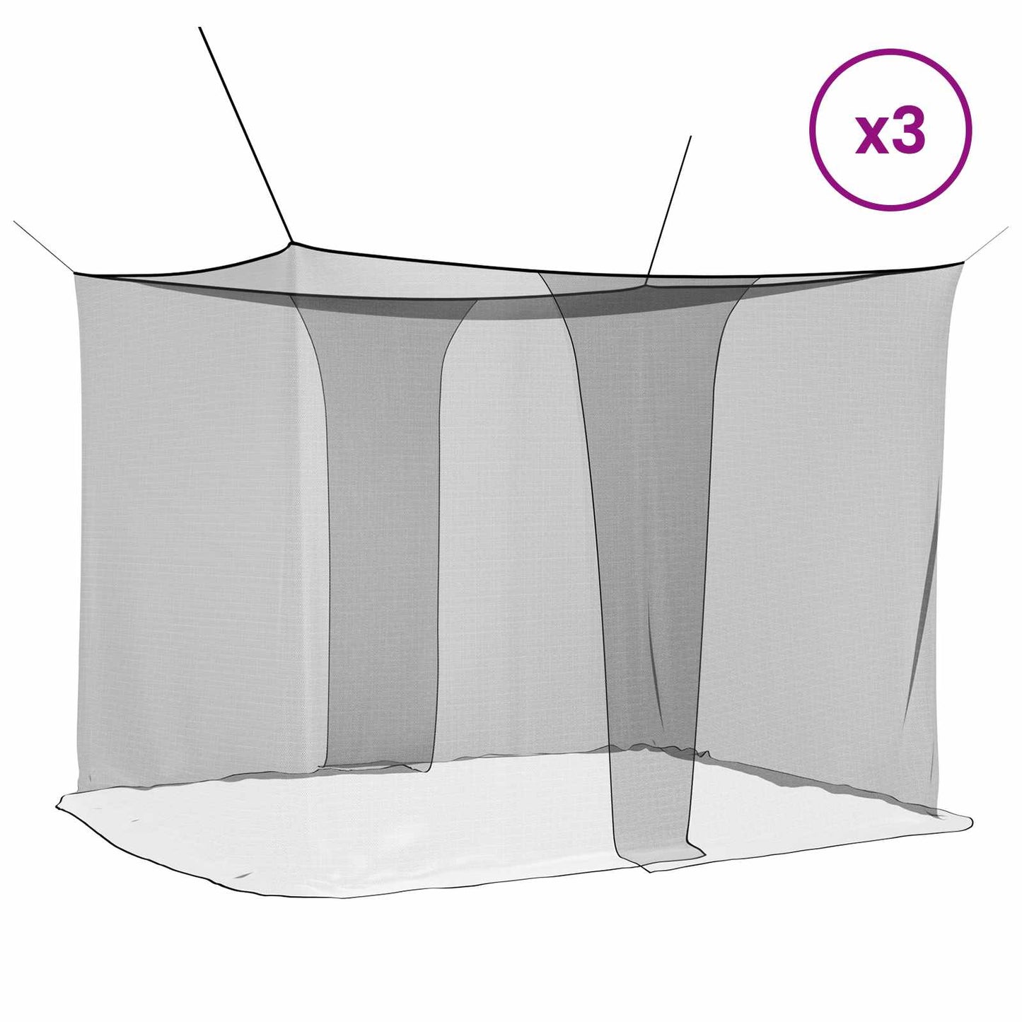 vidaXL Mosquito Net for Bed 156 Mesh 3 pcs Black Polyester