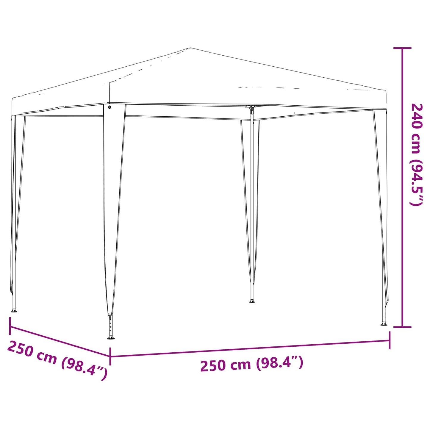 vidaXL Party Tent 250 x 250 x 240 cm Red PE and Steel