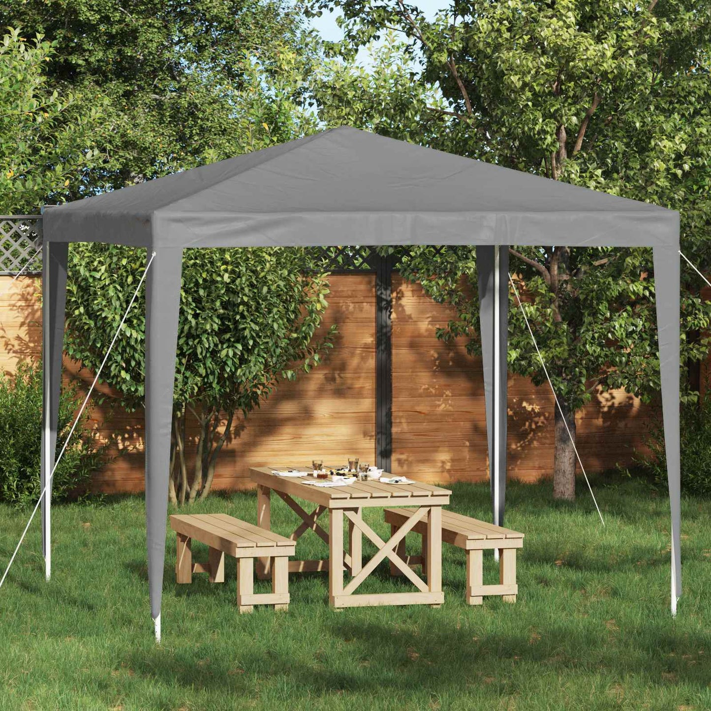 vidaXL Party Tent 250 x 250 x 240 cm Light Grey PE and Steel