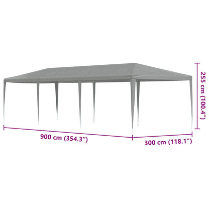 vidaXL Party Tent Light Grey 900 x 300 x 255 cm PE and Steel