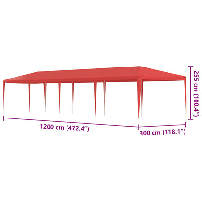 vidaXL Party Tent Red 1200 x 300 x 255 cm PE and Steel