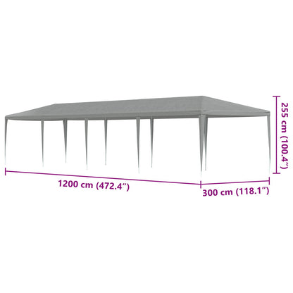 vidaXL Party Tent Light Grey 1200 x 300 x 255 cm PE and Steel