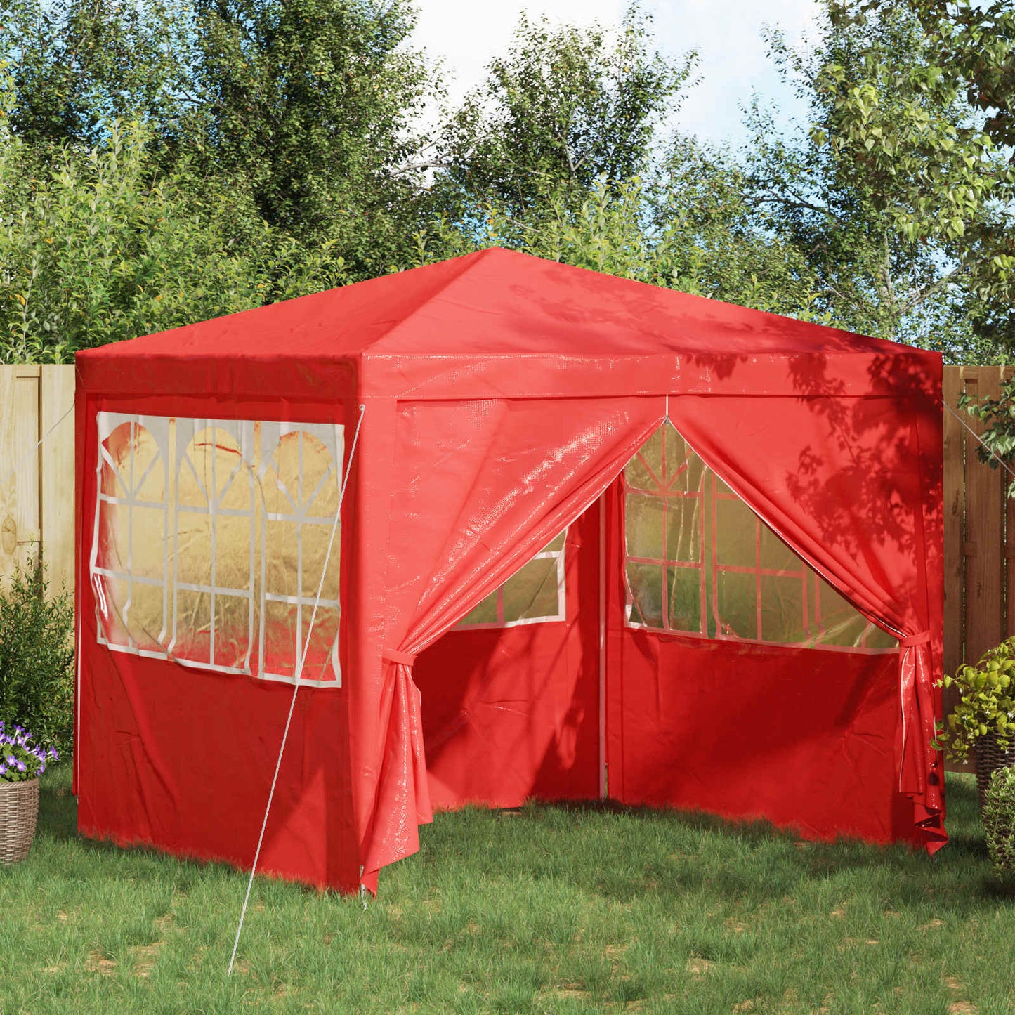 vidaXL Party Tent Red 250 x 250 x 240 cm PE and Steel