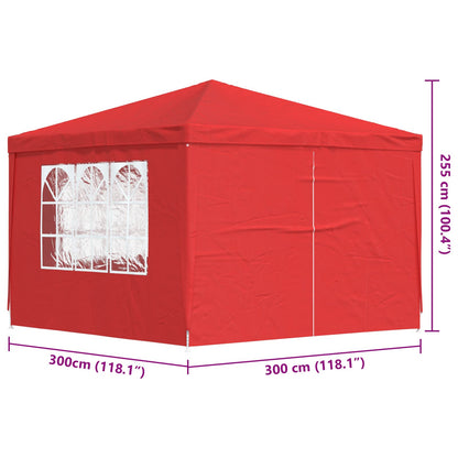 vidaXL Party Tent 300 x 300 x 255 cm Red PE and Steel