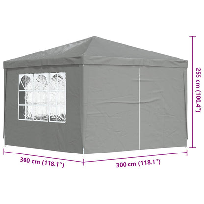 vidaXL Party Tent 300 x 300 x 255 cm Light Grey PE and Steel