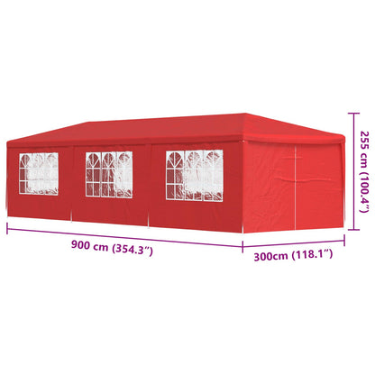 vidaXL Party Tent 900 x 300 x 255 cm Red PE and Steel