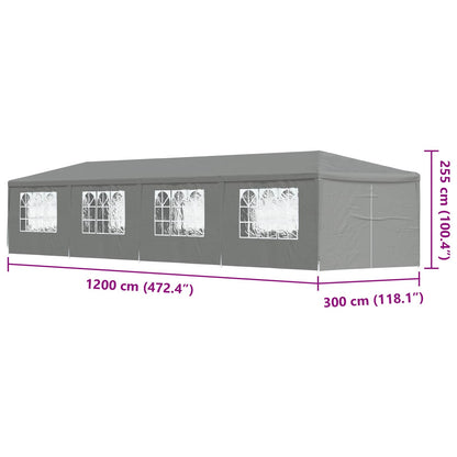 vidaXL Party Tent 1200 x 300 x 255 cm Light Grey PE and Steel