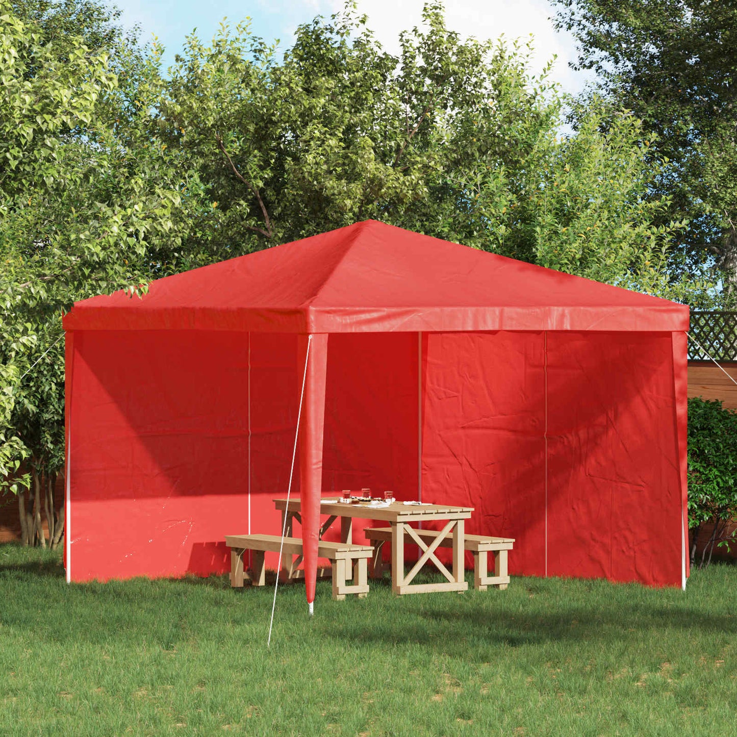 vidaXL Party Tent Sidewall 2 pcs Red 300 x 195 cm PE and Steel