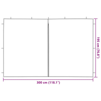 vidaXL Party Tent Sidewall 2 pcs Red 300 x 195 cm PE and Steel