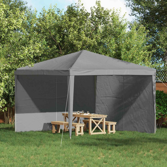 vidaXL Party Tent Sidewall 2 pcs Light Grey 400 x 195 cm PE and Steel