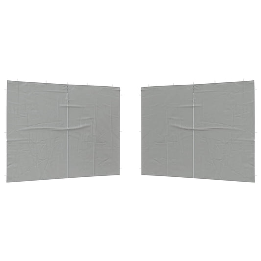 vidaXL Party Tent Sidewall 2 pcs Light Grey 400 x 195 cm PE and Steel