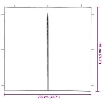 vidaXL Party Tent Sidewall 2 pcs White 200 x 195 cm PE and Steel
