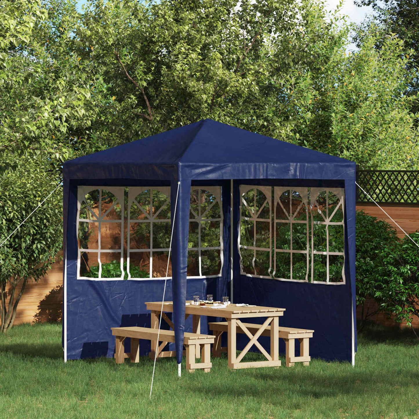 vidaXL Party Tent Sidewall 2 pcs 200 x 195 cm Blue PE and Steel