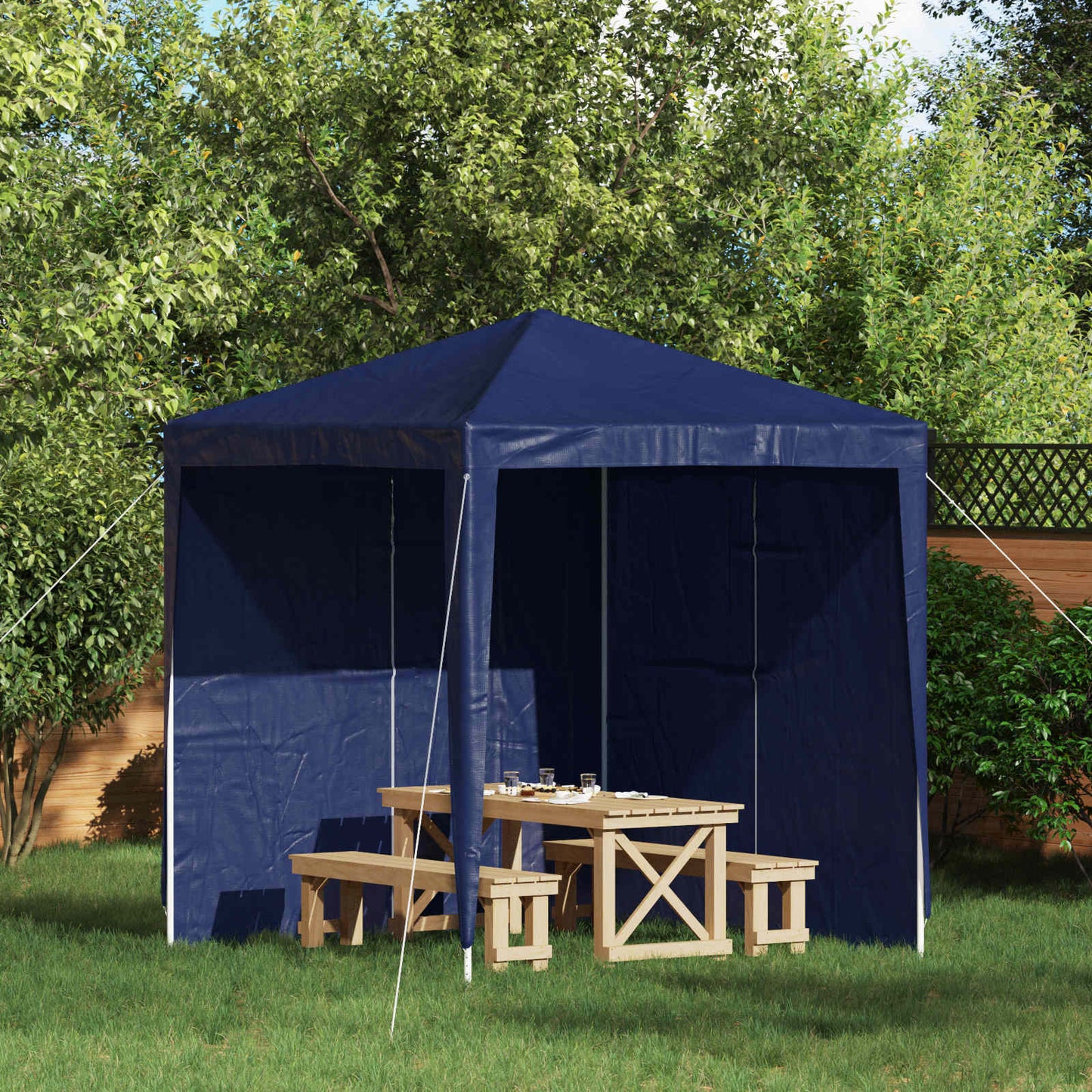 vidaXL Party Tent Sidewall 2 pcs Blue 200 x 195 cm PE and Steel