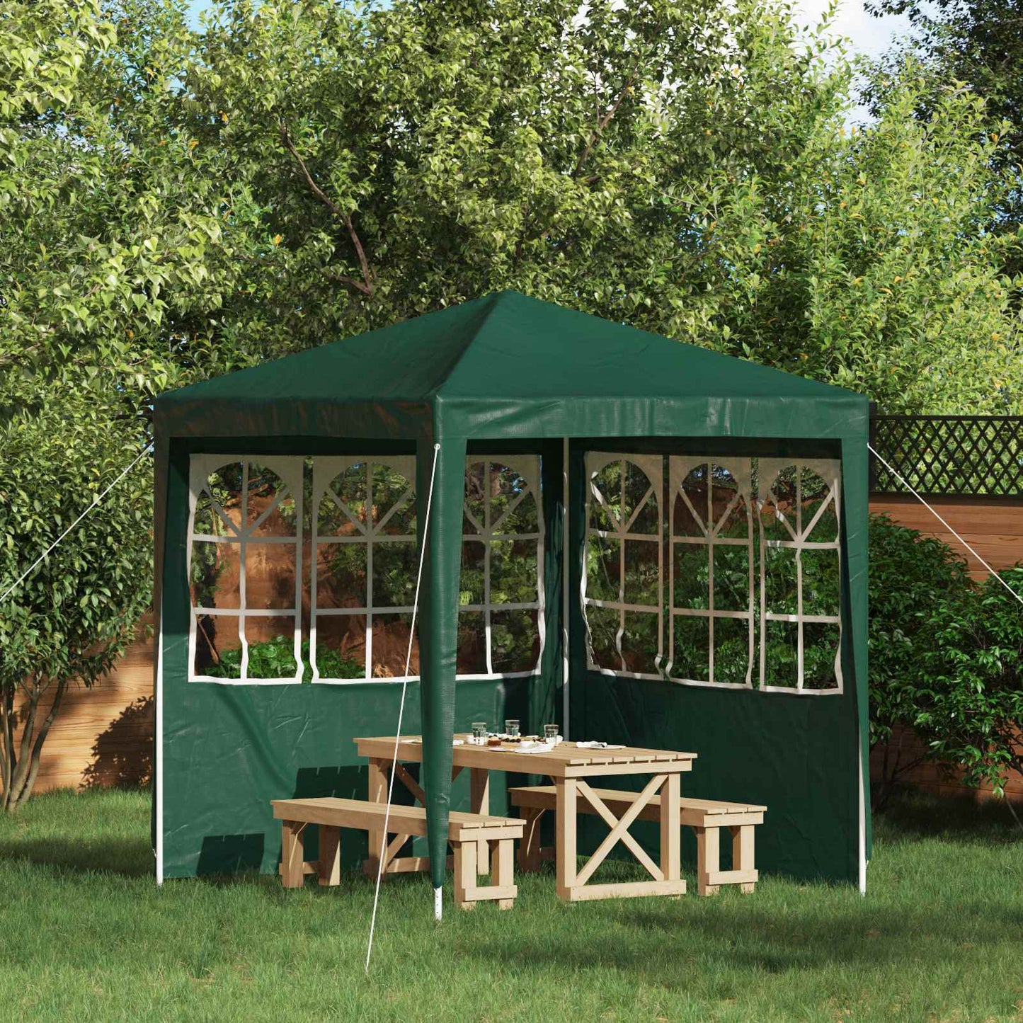 vidaXL Party Tent Sidewall 2 pcs 200 x 195 cm Green PE and Steel