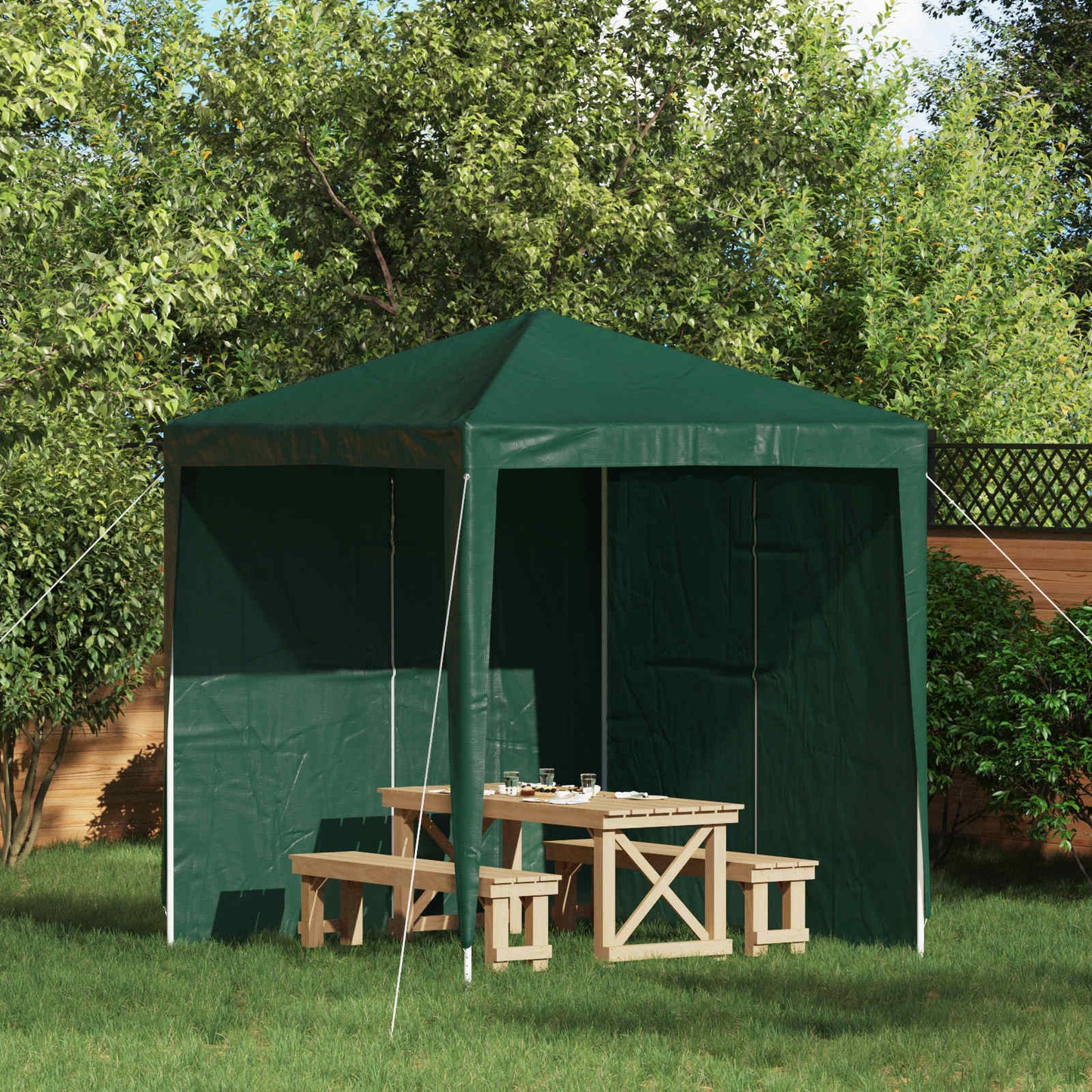 vidaXL Party Tent Sidewall 2 pcs Green 200 x 195 cm PE and Steel