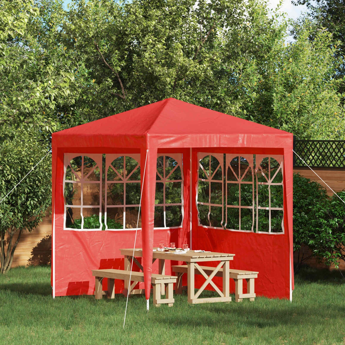 vidaXL Party Tent Sidewall 2 pcs 200 x 195 cm Red PE and Steel