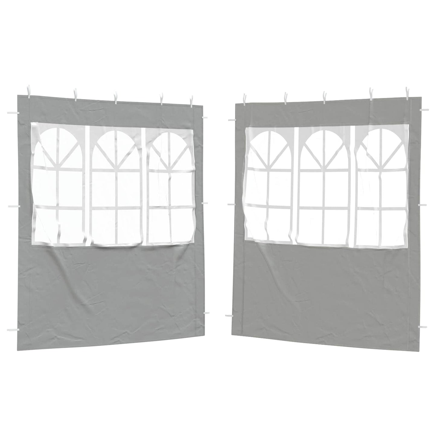 vidaXL Party Tent Sidewall 2 pcs 200 x 195 cm Light Grey PE and Steel