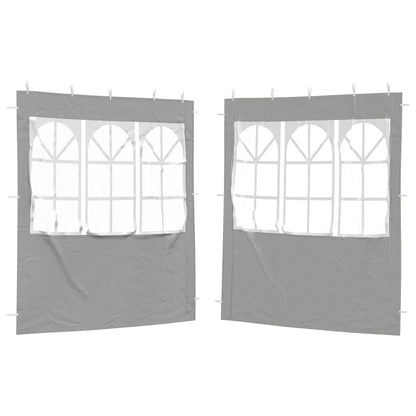 vidaXL Party Tent Sidewall 2 pcs 200 x 195 cm Light Grey PE and Steel